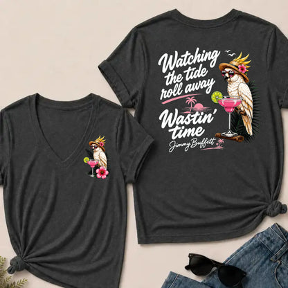 Watching The Tide Roll Away Wastin' Time Jimmy Buffett V‑Neck T‑Shirt